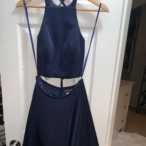 La Femme Navy Two Piece Dress